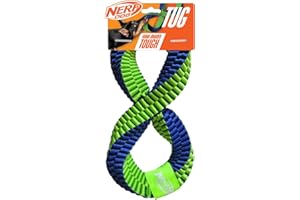 NERF DOG Nerf Juguete Infinito de Nailon Trenzado para Perro, Juguete Interactivo Duradero de 12 Pulgadas para Perros, Azul/Verde