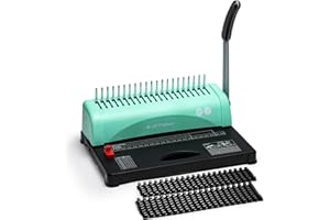 OFFNOVA Bindemaschine 21-Loch 450 Blatt Bindegerät, Spiralbindung Buchbinder Maschine mit Starter Kit Kamm Bindung Stacheln, für tägliche Office-Dokumente