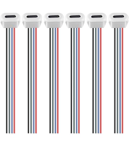 Connettori USB-C Femmina Per Montaggio A Pannello RUNCCI-YUN - 20 Pezzi (10 Neri + 10 Bianchi) - 3A, 5V
