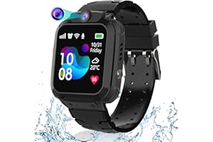 ELEJAFE GPS Montre Connectée Enfant, Conversation Bidirectionnelle Montre Intelligente Enfants avec IP68 Résistant, Appel SOS, Voice Chat, Tactile, Jeu, Caméra, Cadeaux pour Garçons et Filles 4-12 Ans