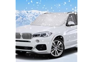 AKAPOLA Couverture Pare Brise Avant Voiture,Protege Pare Brise Givre,Protection pare brise hiver,Bâche voiture Anti Neige Anti Glace UV Soleil Protection Repliable Universelle pour Voiture SUV(179 x140x122cm)