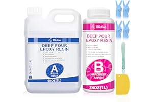 JDiction, Epoxy Resin Kit, Crystal Clear Deep Pour Epoxy Resin for River Tables, Live Edge and Wood Filler, ¾ Gallon Clear Casting Pourable Epoxy Resin(2:1 Mix Ratio), 0.75 gallon