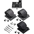 TAVATO Premium Menâ€™s Gift Tie Set Silky Necktie Pocket Squares Tie Clips Cufflinks For Men, Multicolored, Optimal Size