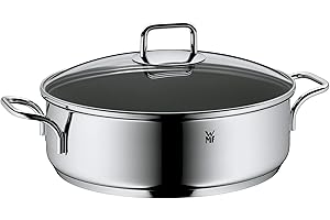 WMF Sauteuse avec couvercle en acier inoxydable Cromargan - 28 cm - Compatible avec plaques à induction - 5 l