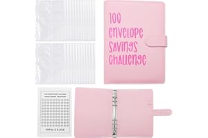 100 Envelopes Saving Challenge,LONTOM 100 Saving Challenge Binder,Money Saving Wallet with Cash Envelopes,Money Saving Challenge Book to Save £5050,Savings Binder Cash Binder for School Home Office