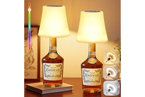 Forepin Lampe Bouteille Sans Fil, Lampe de Table Sans Fil Rechargeable, 3 Températures Couleur & RGB, USB-C, Touche Tactile, IP54 Etanche pour Restaurant Bar Café Bureau Camping (Sans les Bouteilles)