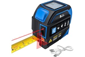 LUODIRGB 4-in-1 Laser Tape Measure with Laser Level Crosshairs |130ft/40m Laser Distance+16ft/5m AutoLock Tape | Backlit LCD Display (Ft/Inch/M/mm) | for DIY,Construction, Interior Design