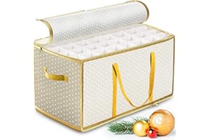 NLMWTI Aufbewahrungsbox für Weihnachtskugeln, XXL Weihnachtskugeln für 128 Dekorationen, Aufbewahrungsbox für Weihnachtskugeln mit verstellbaren Trennwänden, abnehmbar, Griffe