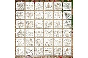 DTYGUIXE 36 Pz Stencil Natalizi Riutilizzabili 13*13CM - Modello di Pittura di Natale in Plastica per Biglietti, Scrapbooking, Disegno e Graffiti