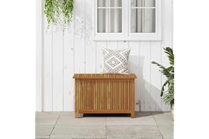 Gecheer Förvaringsbox och Kuddlåda för Trädgård och Utomhus - Träkista i Massivt Trä Akacia för Terrass, Pool, 90 x 50 x 58 cm