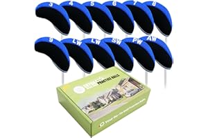 AMRTA Juego de 12 fundas para cabeza de hierro de golf, juego de fundas de neopreno ligero para hierros, ajuste universal, palos de hierro principales