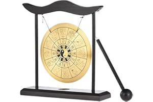 SHENRONGTONG 4.92in Desktop Gong, Messing Feng Shui Gong mit Rahmen, chinesische Chau für den Haus, Bürodekor