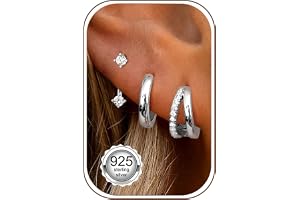 LOLIAS 3 par örhängen silver 925 set för kvinnor 14K guldpläterade små örhängen silver 925 stapelbara zirkonia helix piercing