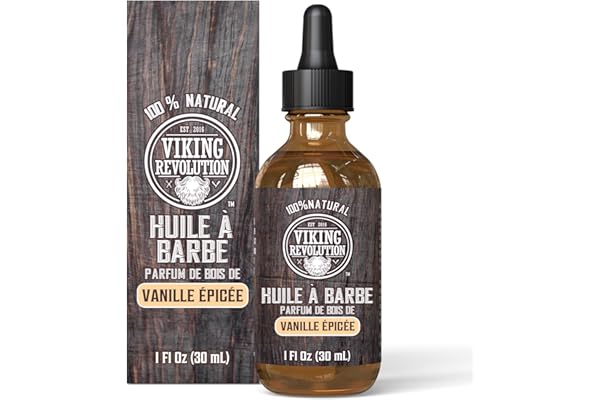 Viking Revolution Huile Barbe Homme 30ml - Huile à Barbe Parfum Vanille Épicée - Naturel à l'Huile d'Argan et l'Huile de Jojoba Bio - Huile de Barbe Hydratante & Nourrissante