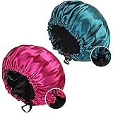 Cuffia Seta Capelli Ricci, Cuffia Capelli Ricci Notte Bonnet, Cappello da Notte Raso, Doppio Strato Cuffia Capelli Notte,Copr
