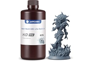 ANYCUBIC Resina ABS Lavabile 3.0, Resina per Stampanti 3D, Alta Resistenza e Tenacità, Basso Odore, Alta Precisione 405nm UV Curable Resin, Adatta a Tutte le Stampanti 3D a Resina, HD-Grigio 1000g