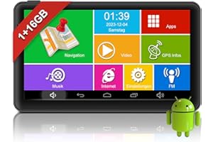 JIMWEY Android Navigationsgerät für Auto LKW 2024 - GPS Navi Auto 7 Zoll LKW Navigation mit Wlan, Europa UK 52 Karten, Lebenslang kostenloses Kartenupdate, Blitzerwarnung Spracheführung POI Fahrspurassistent