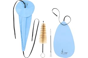 SAUYRASR 4 in 1 Saxophon-Reinigungstuch-Set, Altsaxophon-Reinigungsset mit Saxophon-Reinigungstuch, Saxhals-Reinigungstupfer, Mundstückbürste, Staubbürste für Flöte und Holzblasinstrumente (blau)