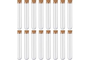 MENGH-SHOP Provette in Plastica 30ml Provetta Trasparente con Tappo di Sughero Provette per Esami per Conservazione di Dolciumi Spezie e Liquidi o Laboratorio 150 x 20mm 16 Pezzi