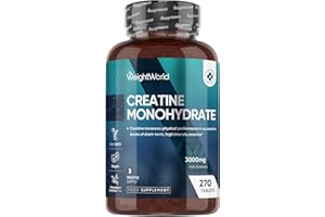 WEIGHTWORLD Creatine Monohydrate Tablets - 270 Unflavoured Creatine Tablets - Vegan & Keto-Friendly - 3 Months Supply - Non-GMO & Magnesium Stearete-Free - for Men & Women