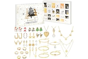 ‎VICTERR Adventskalender Schmuck, Adventskalender 2023 Frauen, Gold Luxus Schmuck Set Für Frauen/Mädchen, 24-Tage Weihnachten Countdown Überraschung Geschenke