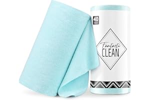 Fantasticlean Paños de Limpieza 40 Unidades, Rollo de Paño de Microfibra Rasgable, Trapos Reutilizables y Sin Pelusas 30 x 30 cm - Azúl