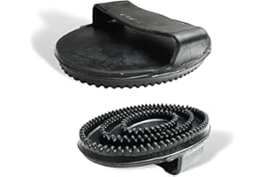 PFERDELINIS Barretta in gomma per la cura del pelo, la pulizia e il massaggio, spazzola con linguetta di gomma, ideale per cavalli, cani, gatti per salute e benessere (1 bambini)