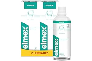 Elmex Sensitive Enjuague Bucal contra la Sensibilidad Dental | Pack 2 Uds x 400ml | Protege contra la Caries | Colutorio que Protege los Dientes Extremadamente Sensibles | Contiene Fluoruro de Amina