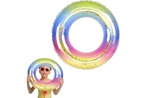 Cerolopy Transparent Floating Ring For Boys Girls, Inflatable Swimming Pool Floats Ring With Sequins, Colorful Durable Swimming Rings For 2-4 Kids Summer Pool Party