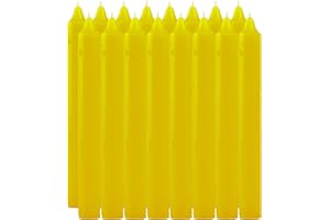 ETREXONLINE Bougies de Chandelier Longues Sans parfum - Lot de 16 Bougies Jaune Longueur 17.5cm
