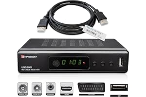 Univision digitaler Kabel Receiver DVB-C / C2 mit Aufnahmefunktion PVR und Timeshift für alle Kabel-Anbieter mit HDMI | SCART | USB | Auto- Installation | Mediaplayer | 1080p | MKV, inkl. hdmi-Kabel