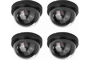 NONMON Set di 4 Cupola Telecamera di Sorveglianza Finta con Led Lampaggiante (Nero)
