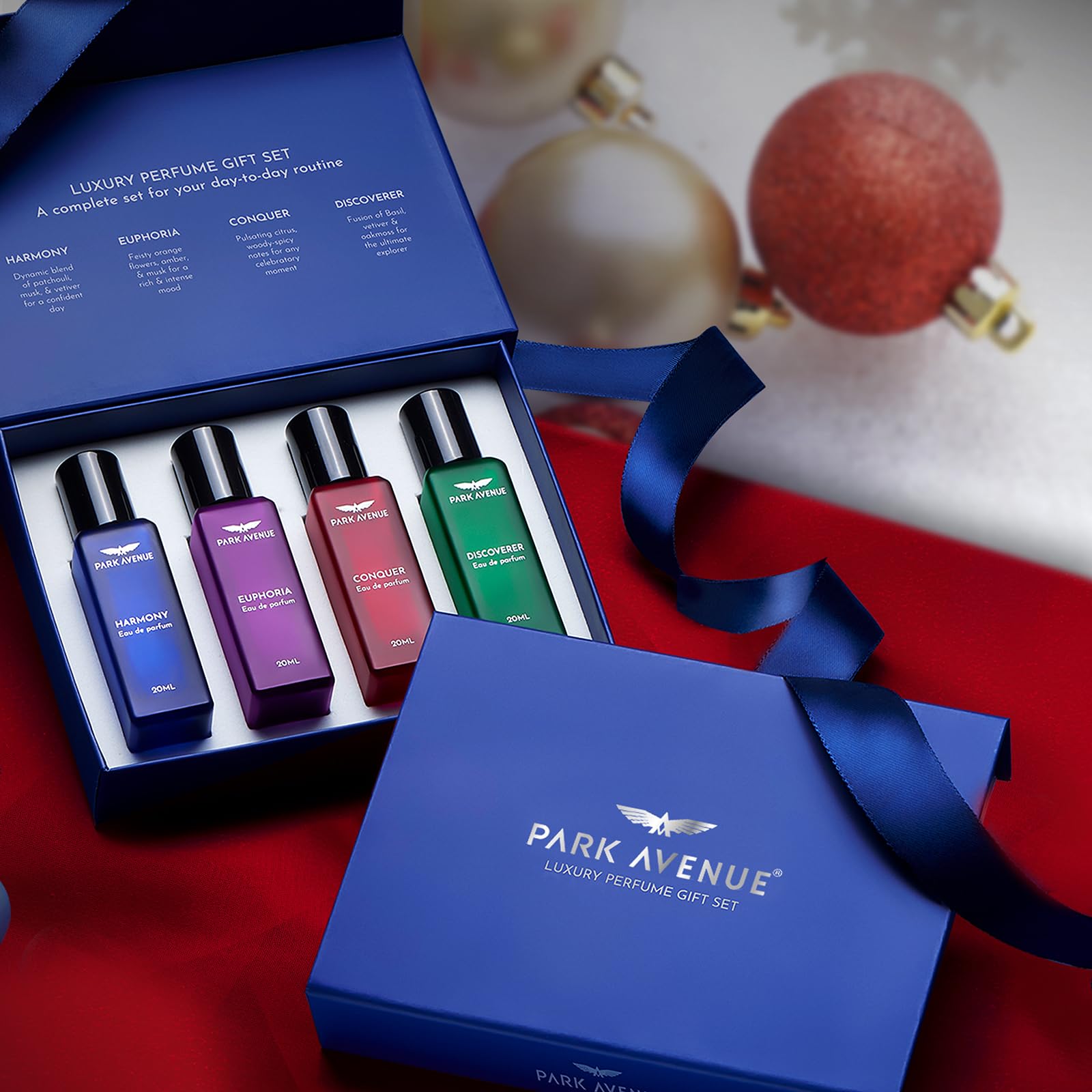 Park Avenue Luxury Perfume Gift Set For Men, 4x20ml | Euphoria, Conquer, Harmony & Discoverer Perfume | Eau De Parfum | Long 