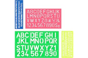 YOTINO Stencil Lettere 4 Pezzi Normografo Stencil di Alfabeto per Scrivere Disegno e DIY per Bambini e Studenti,Normografo Corsivo Regalo Normografo Lettere Alfabeto Stencil Lettere e Numeri