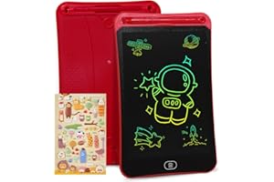 Genialba Tableta Gráfica LCD Escritura Colorido 10 Pulgadas, Pizarra de Dibujo Borrable Portátil, Regalo Niños, Tableta Gráfica para Juegos Niños 2 3 4 5 6 7 Años Niñas (Rojo)