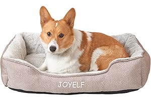 JOYELF Legowisko dla psa, można prać, uspokajające legowisko dla zwierząt domowych, przeciwlękowe legowisko dla kota i sofa, urocze pluszowe legowisko dla średnich psów i kotów - średni prostokąt