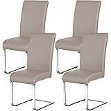 Yaheetech Set 4 Sedie Sala da Pranzo Moderne Imbottite in Ecopelle e Acciaio Cromato da Ufficio Salotto Portata 135 kg Marron