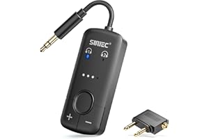 SUNITEC Airplane Bluetooth 5.3 Adapter Airfly Bluetooth Transmitter Supports 2 AirPods or Headphones with AptX Low Latency, 3.5mm AUX Wireless Audio Transmitter for Travel,TV,Gym,Tablets (Black)