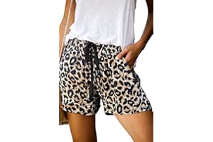 Imuedaen Damen Shorts Sommer Casual Kurze Hosen Tunnelzug Elastische Stoffhose Hotpants Baumwolle Leinen Strand Shorts mit Taschen