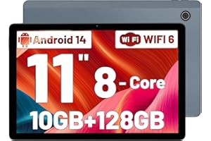 Freeski Tablet 11 Zoll (2025), Android 14 Tablet PC Octa-Core, 5G WiFi, Bluetooth 5.0, 10GB RAM 128GB ROM 1TB TF, 1280x800 IPS, 6800mAh, 5MP+8MP, Widevine L1 (Grau, 11 inch)
