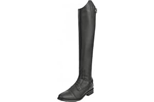 RL24 - Damen Reitstiefel Ravenna | Damen-Stiefel aus Kunstleder | Schnürstiefel mit Reißverschluss in schwarz | Reiterstiefel mit extra weichem Innenfutter | Größe 37-42