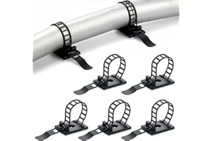 Fippy 100 sztuk regulowanych zacisków kablowych, samoprzylepne, czarne, klipsy do kabli, uchwyt na kabel z podkładką samoprzylepną, do biurka, kabla sieciowego, kabla USB, ładowarki