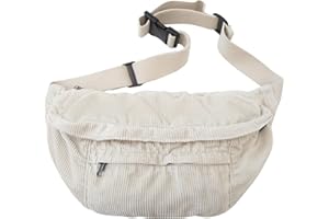SUPECHUNYI Bauchtasche Damen Herren Cord groß Crossbody Bag Brusttasche Gürteltasche Hüfttasche Umhängetasche für Reisen Schule Arbeit und den täglichen Gebrauch Geschenke (Weiß)