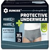 SUNKISS Men's Diapers with Incontinence XL, Grey, 14 Pcs | High absorbency, odor control, anti-leak protection and snug fit f