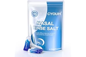 CYOUH 100 Nasal Rinse Salt sachets, Nasal Rinse Salt for Nasal Shower, Neti Pot Salt, Sinus Rinse sachets, Nasal Salt sachets，Individually Packed