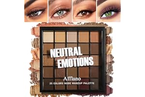 Palette de fards à paupières Smoky Nude de DE'LANCI,25 couleurs de fards à paupières nude neutres mats et chatoyants, nuances de brun imperméables et chaudes, tons bruns et dorés