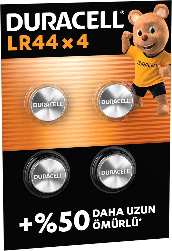 DURACELL LR44 Alkalin Özel Pil (4'li paket) 1,5V (A76) | +%50 DAHA UZUN ÖMÜR – Dijital Termometrelerde, Hesap Makinelerinde, Güvenlik Sistemi Panolarında Kullanım
