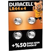 DURACELL LR44 Alkalin &Ouml;zel Pil (4'li paket) 1,5V (A76) | +%50 DAHA UZUN &Ouml;M&Uuml;R &ndash; Dijital Termometrelerde, Hesap Makinelerinde, 