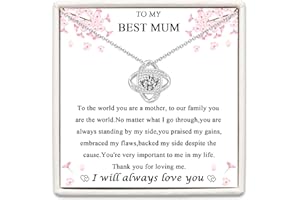JOPLY Gifts for Mum Daughter Sister- Mother Daughter Necklace Dainty Silver Cubic Zirconia Love Knot Pendant Necklace for Women, Birthday Christmas Wedding Mother's Day Jewelry Gifts for Mum