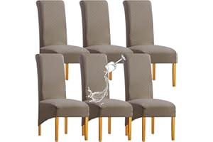 SHENGYIJING Stretch Chair Covers for Dining Chairs, Removable washable Parsons Large Dining Chair Protector Waterproof XL Dining Room Chair Slipcovers Set of 6,Taupe